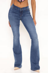 Get Around Flex Low Rise Flare Jeans - Medium Blue Wash Ins Street